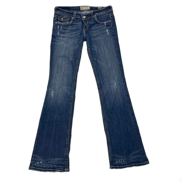 Mek Denim Quebec Bootcut Distressed Jeans Womens Back Flap Pocket 31 x 36 - Picture 1 of 5